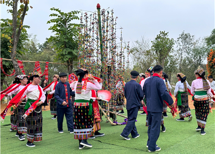 Tái hiện trích đoạn nghi thức Lễ hát múa ăn mừng dưới cây Bông dân tộc Thái tỉnh Thanh Hóa