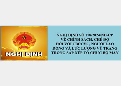 Giới thiệu Nghị định số 178/2024/NĐ-CP quy định về chính sách, chế độ đối với cán bộ, công chức, viên chức, người lao động và lực lượng vũ trang trong thực hiện sắp xếp tổ chức bộ máy của hệ thống chính trị
