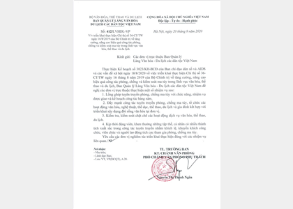  Ban Quản lý: Triển khai thực hiện Chị thị số 36-CT/TW ngày 16/8/2019 của Bộ Chính trị